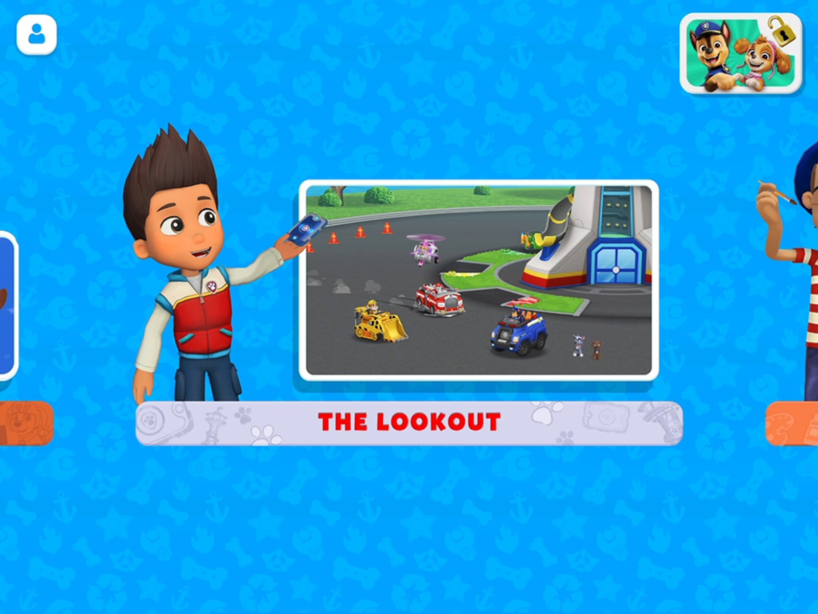 Main menu with the Lookout card among other activities